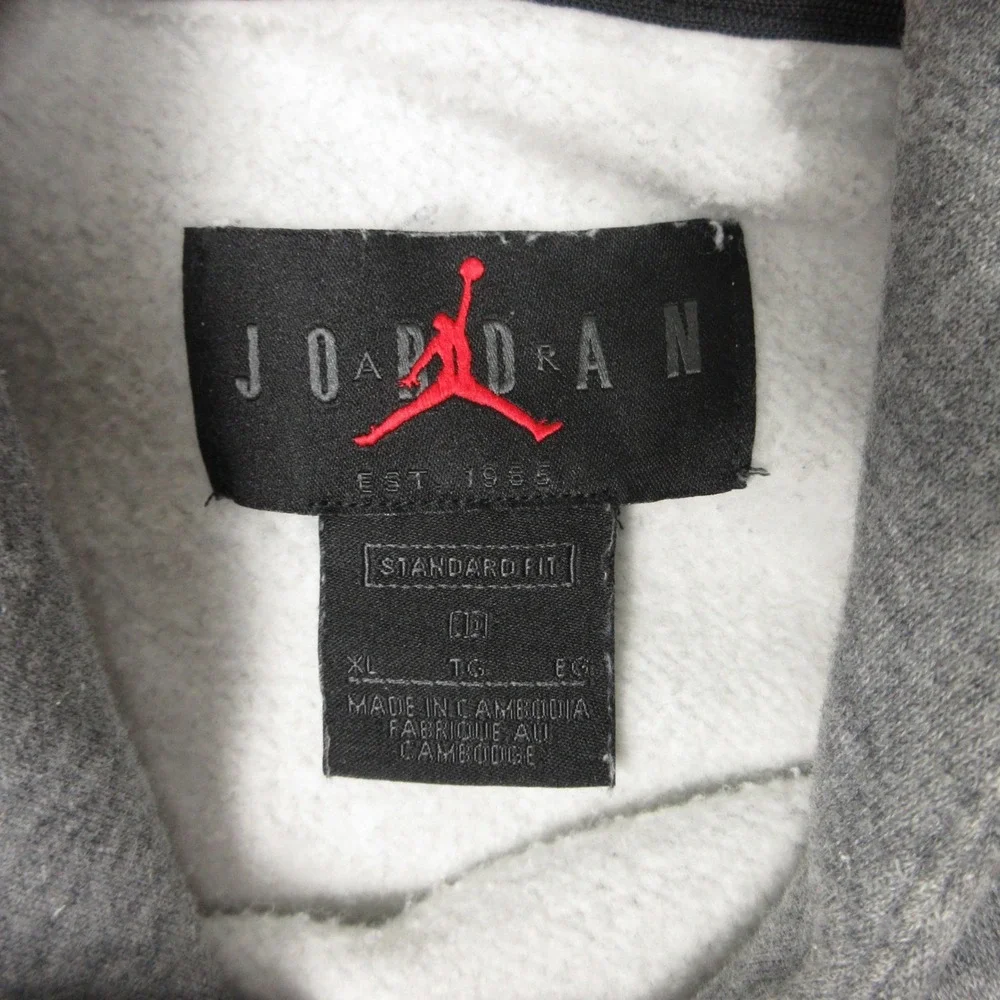 Air Jordan Sweater Mens XL Gray Heather Jump Man Logo Pullover Hoodie Sweatshirt